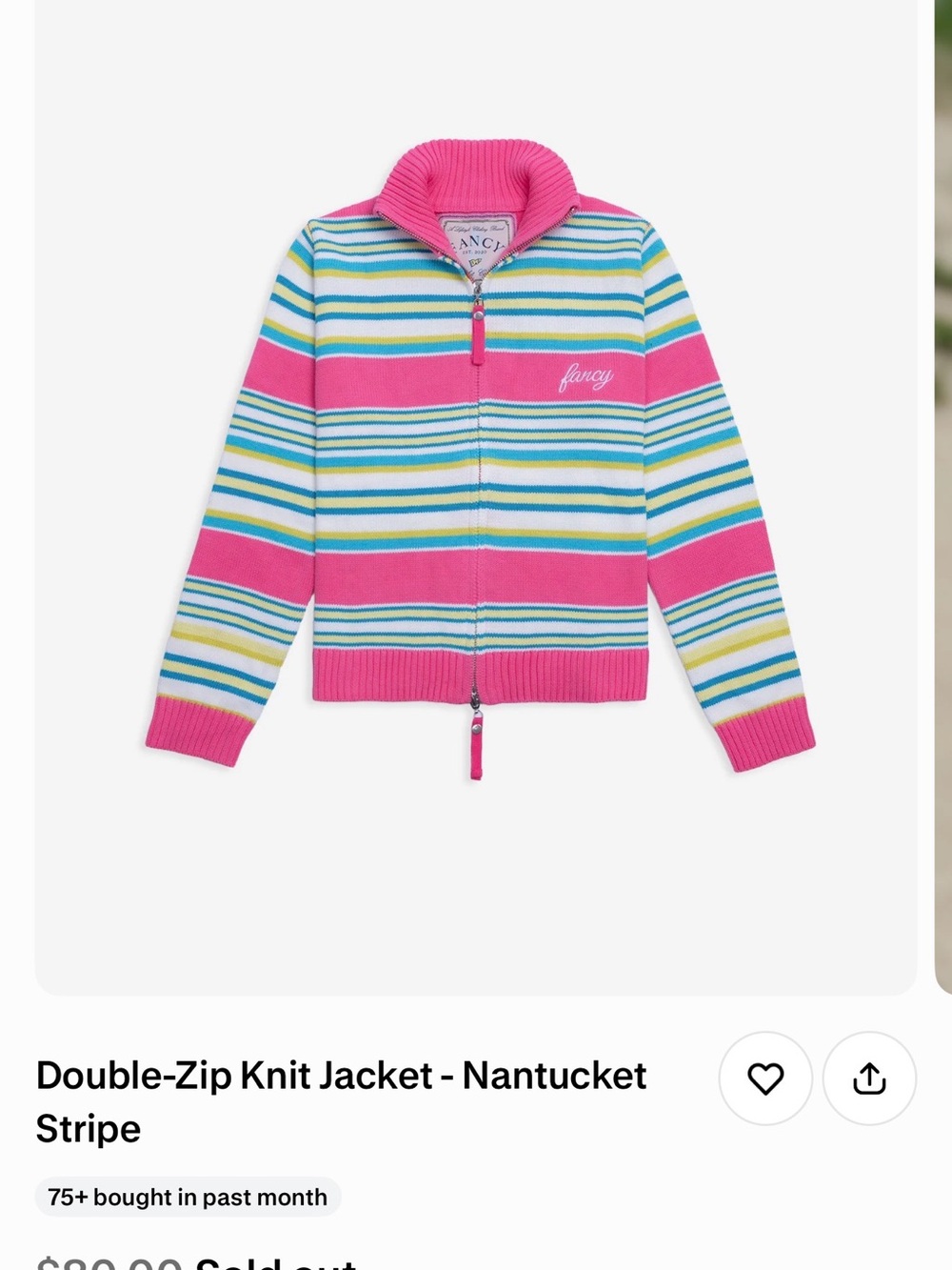 FOR TRADE ONLY DONT BUY-Striped Double-Zip Knit Cardigan - Pink Nantucket Stripe
